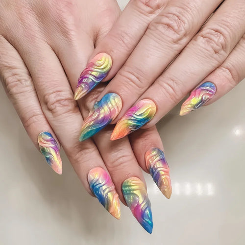  24pcs Color Almond Press On Nails Set cashymart