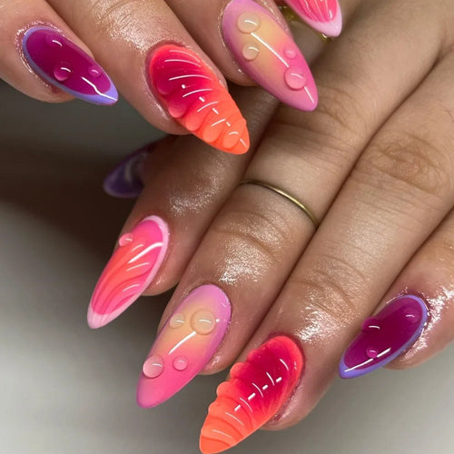  24pcs Color Almond Press On Nails Set cashymart
