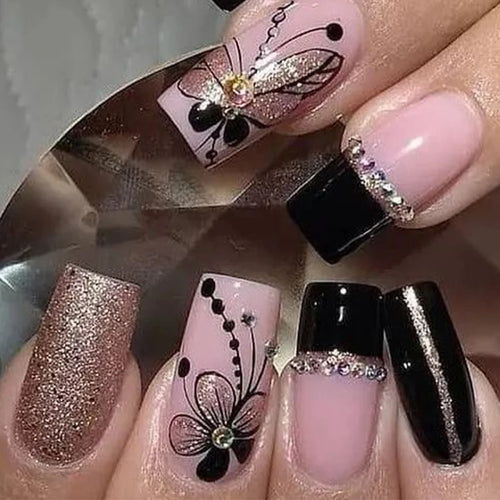 24pcs Flower Design Press On Nails Set cashymart