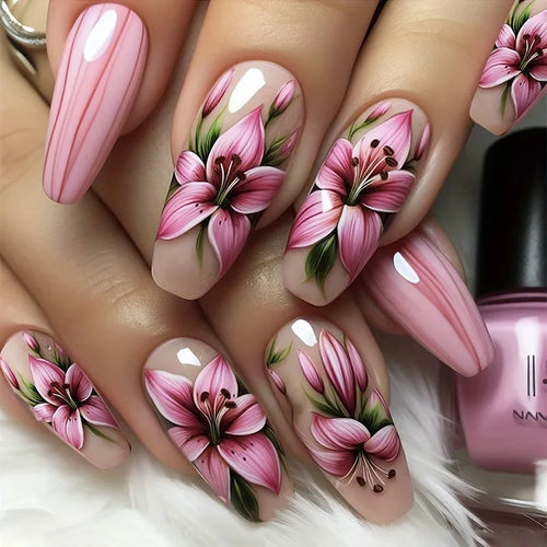  24pcs Flower Design Press On Nails Set cashymart