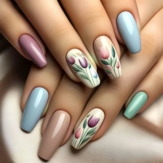  24pcs Flower Design Press On Nails Set cashymart