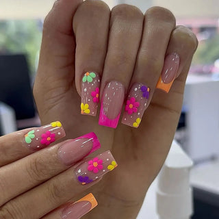  24pcs Flower Design Press On Nails Set cashymart