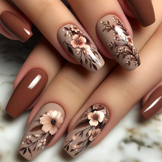  24pcs Flower Design Press On Nails Set cashymart