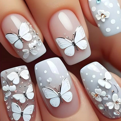  24pcs Flower Design Press On Nails Set cashymart