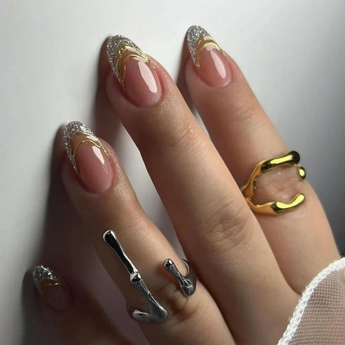  24pcs French Almond Press On Nails cashymart