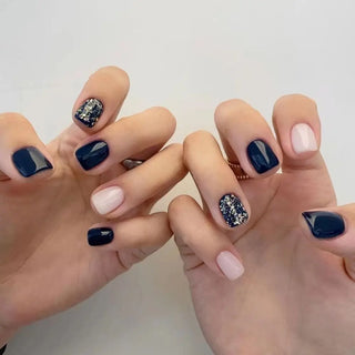  24pcs French Blue Pearl False Nails Set cashymart