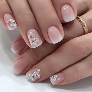  24pcs French Blue Pearl False Nails Set cashymart