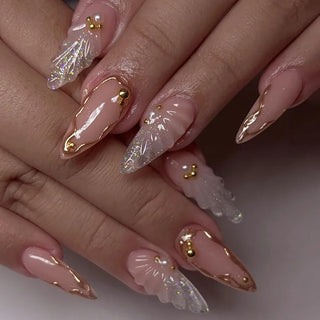  24pcs Golden Smudge Press on Nails Set cashymart