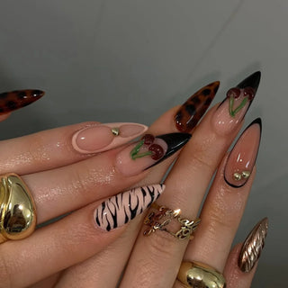  24pcs Golden Smudge Press on Nails Set cashymart