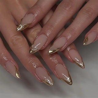  24pcs Golden Smudge Press on Nails Set cashymart