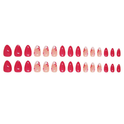  24pcs Rose Red French Flower Press On Nails cashymart