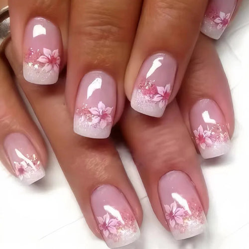 24pcs Short Square Press On Fake Nails cashymart