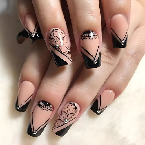  24pcs Short Square Press On Fake Nails cashymart