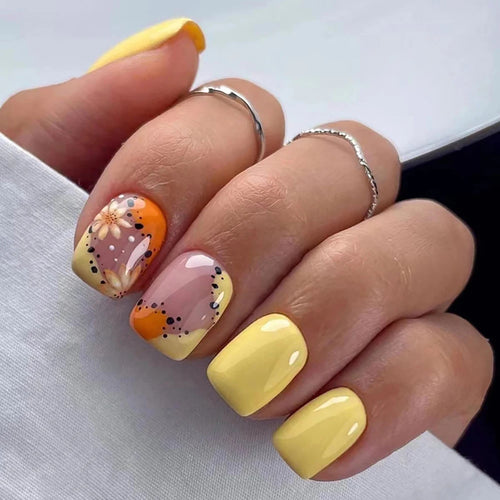  24pcs Spring Summer Flower Butterfly Press On Nails cashymart