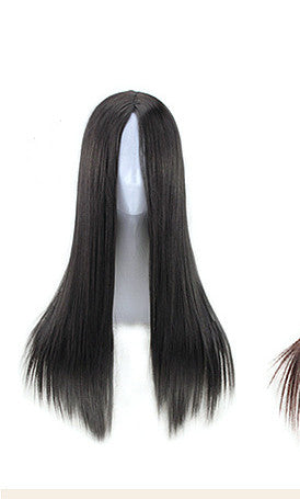  Split Black Long Straight Full Headgear Fashion Wig cashymart