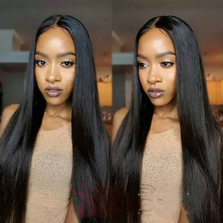  Split Black Long Straight Full Headgear Fashion Wig cashymart