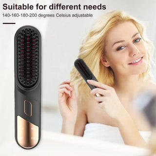  Cordless Wet & Dry Hair Straightener Brush cashymart