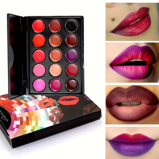  Lip Luxe 15-Color Waterproof Lipstick Palette cashymart