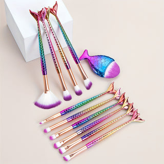  Mermaid Magic 11-Piece Colorful Makeup Brush Set cashymart