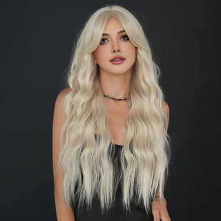  NAMM Platinum Blonde Wavy Wig cashymart