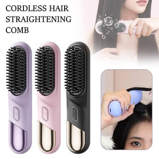  Cordless Wet & Dry Hair Straightener Brush cashymart