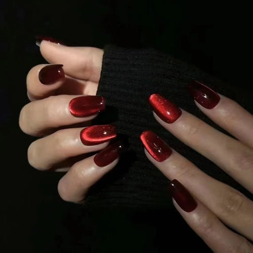  30 Pcs Red Press On Nails Set with Glue cashymart