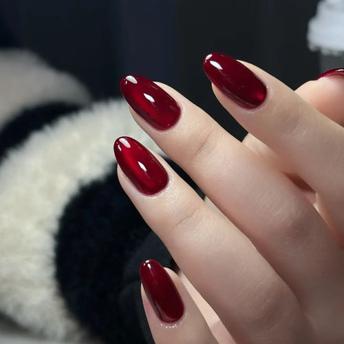  30 Pcs Red Press On Nails Set with Glue cashymart