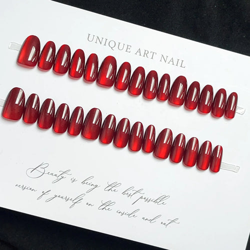  30 Pcs Red Press On Nails Set with Glue cashymart