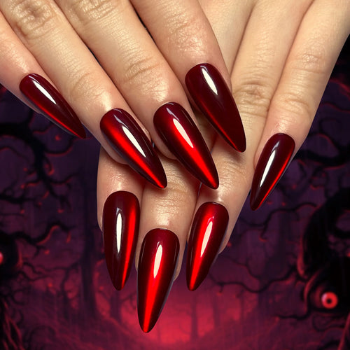  30 Pcs Red Press On Nails Set with Glue cashymart