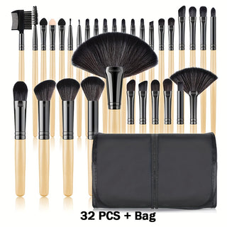  32-Piece Hypoallergenic Wooden Handle Brush Set cashymart