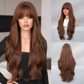  7JHH WIGS Long Loose Curly Teabrown Wig cashymart