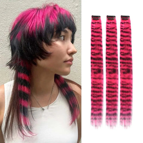  3Pcs Set Colorful Clip-in Hair Extensions cashymart
