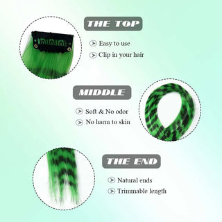  3Pcs Set Colorful Clip-in Hair Extensions cashymart
