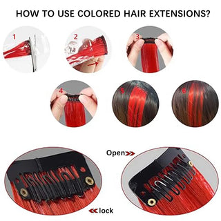  3Pcs Set Colorful Clip-in Hair Extensions cashymart