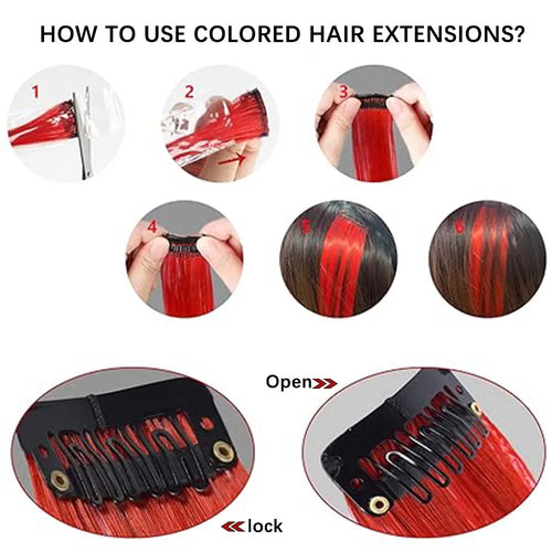  3Pcs Set Colorful Clip-in Hair Extensions cashymart