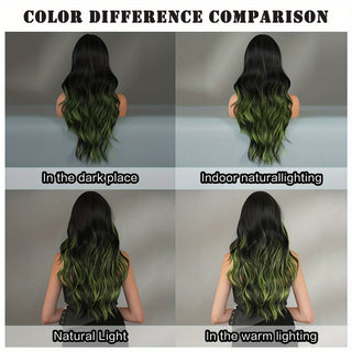  NAMM Glamorous Black & Green Highlight Wig cashymart