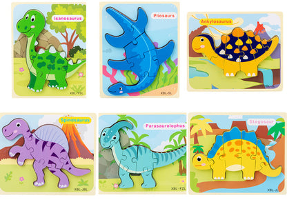  Wooden Dinosaur 3D Puzzle Jigsaw Set for Kids cashymart