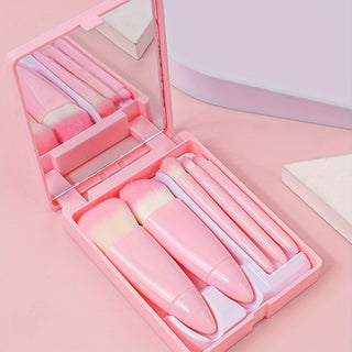  5-Piece Pink Travel Makeup Brush Set cashymart