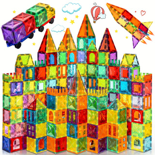  120PCS Diamond Magnetic Building Tiles & 2 Cars Set cashymart