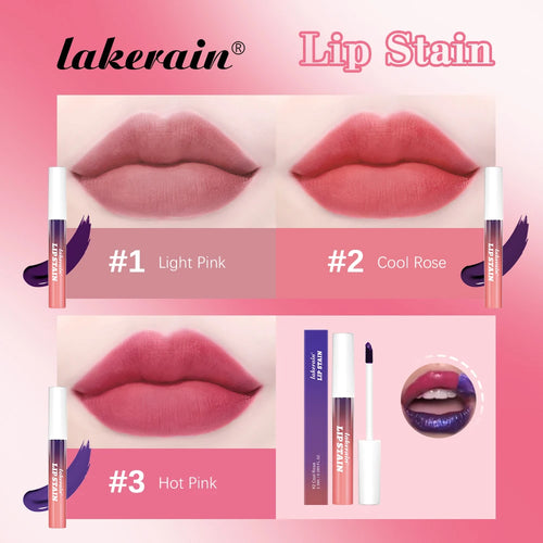  3pcs Lip Stain Set Waterproof Pink Tint cashymart