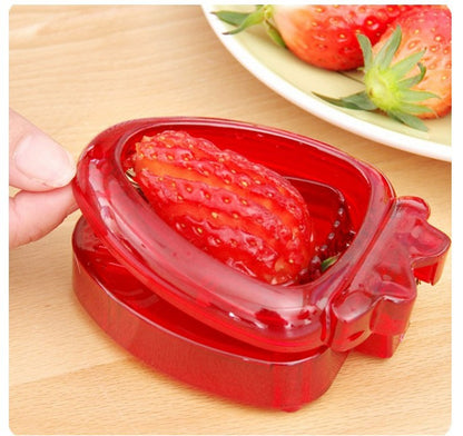  Red Strawberry Slicer Plastic Fruit Carving Tools cashymart