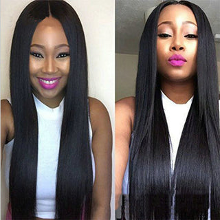  Split Black Long Straight Full Headgear Fashion Wig cashymart