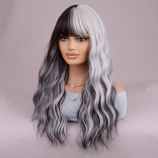  Anime Glam: Stunning Black to Grey Ombre Wavy Wig cashymart