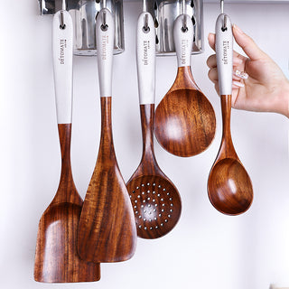  Colorful Teak Lacquer Kitchen Utensils Set cashymart