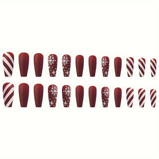  Red & White Press-On Nails Set cashymart