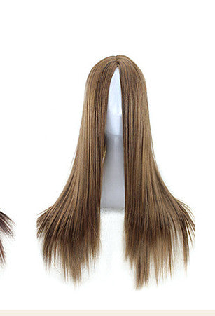  Split Black Long Straight Full Headgear Fashion Wig cashymart