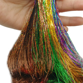  48 Inch Synthetic Hair Tinsel Kit 12 Colors Sparkling Extensions cashymart