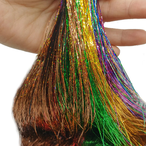  48 Inch Synthetic Hair Tinsel Kit 12 Colors Sparkling Extensions cashymart