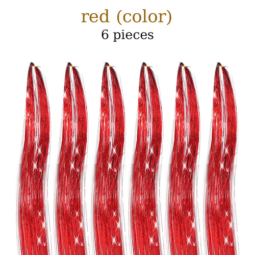  48 Inch Synthetic Hair Tinsel Kit 12 Colors Sparkling Extensions cashymart