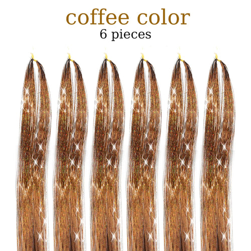  48 Inch Synthetic Hair Tinsel Kit 12 Colors Sparkling Extensions cashymart
